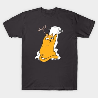 Funny Cat with Toilet Paper T-Shirt